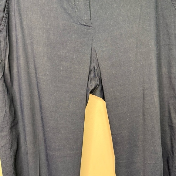 Theory Blue Linen Cropped Straight Leg Cropped Pants Size 8 - Picture 12 of 14